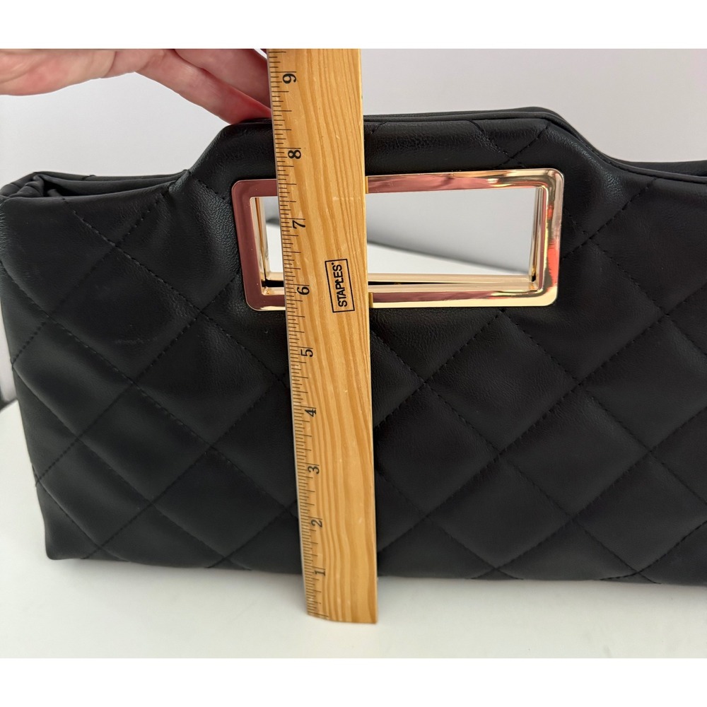 INC Juditth International Concepts black quilted clutch gold removable chain - Picture 8 of 9